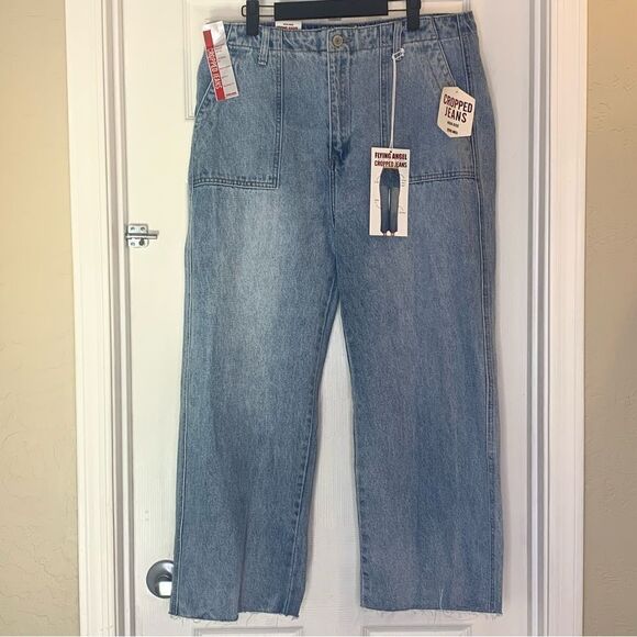 Flying Angel High Rise Cropped Wide Leg Jeans Size 32 - Picture 1 of 12